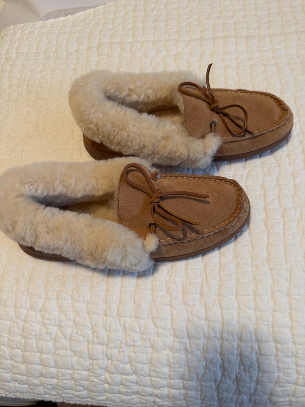 Sperry Chestnut Suede Sheep Fur-Lined Moccasin Slippers
